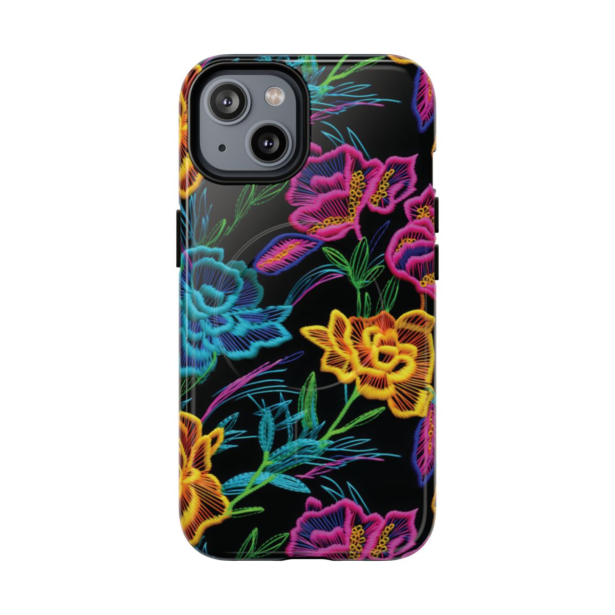 Neon Orange Flowers Magnetic Case