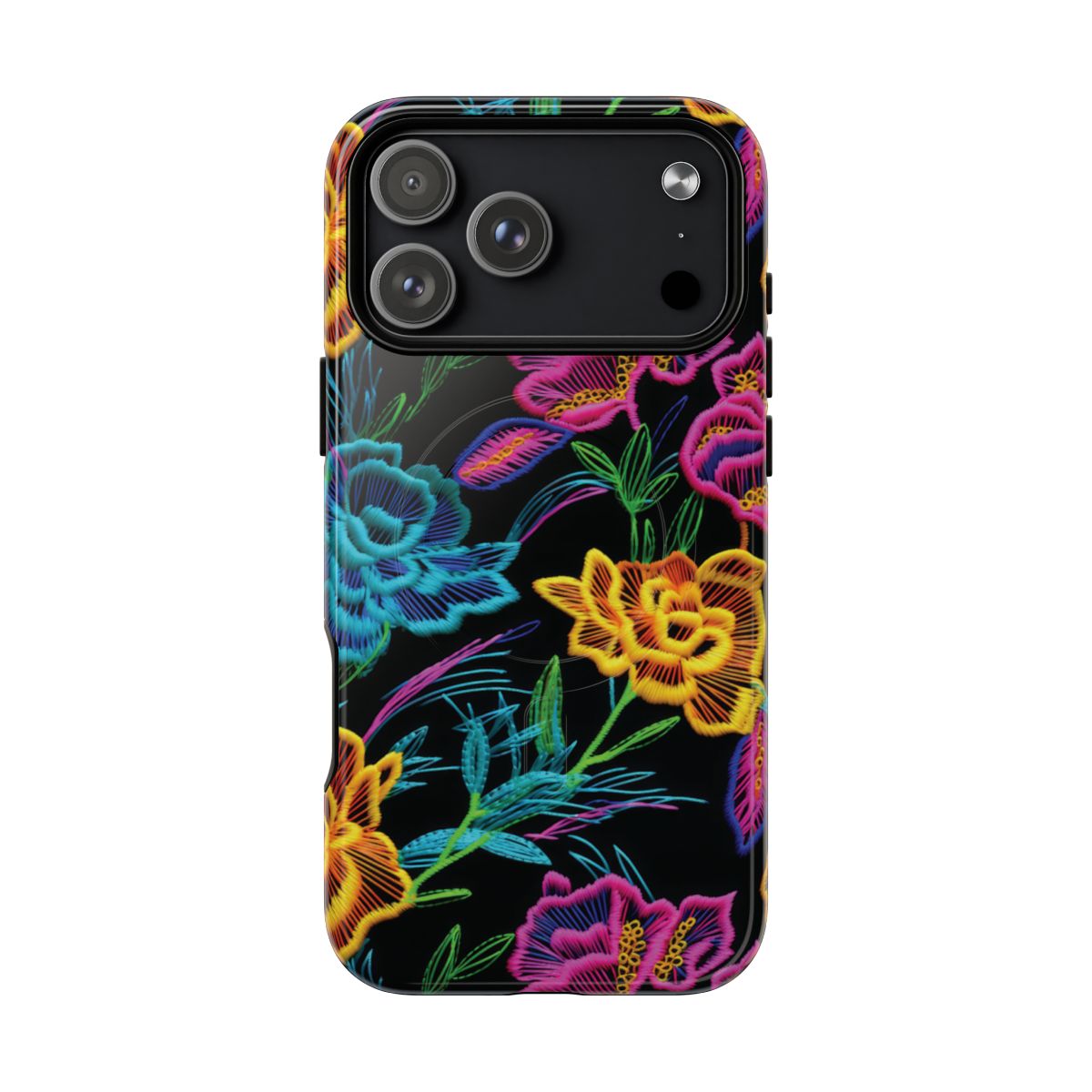 Neon Orange Flowers Magnetic Case