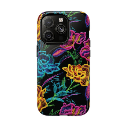 Neon Orange Flowers Magnetic Case