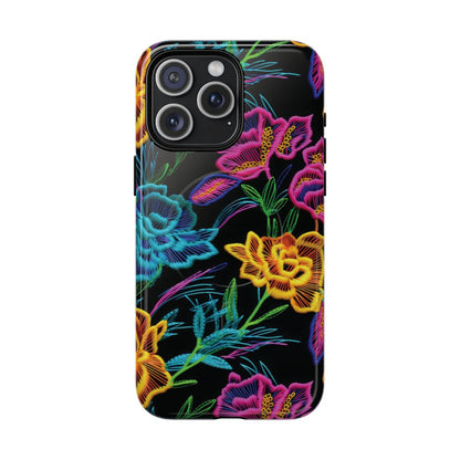 Neon Orange Flowers Magnetic Case