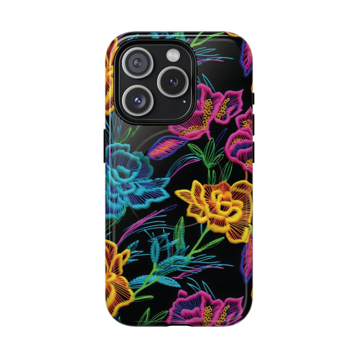 Neon Orange Flowers Magnetic Case