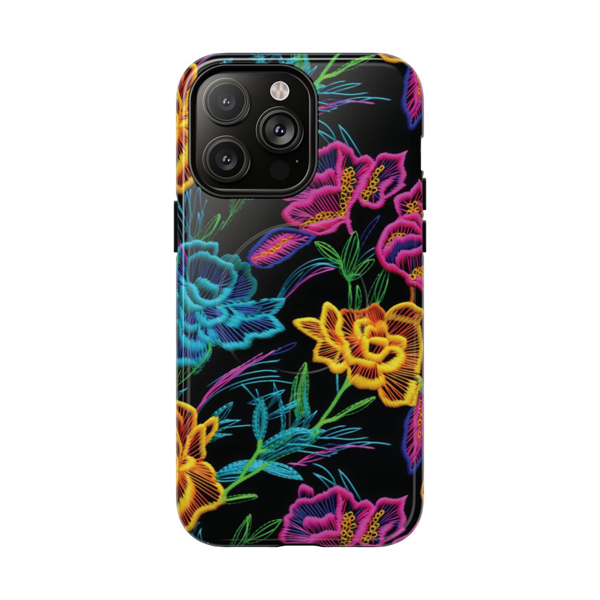 Neon Orange Flowers Magnetic Case