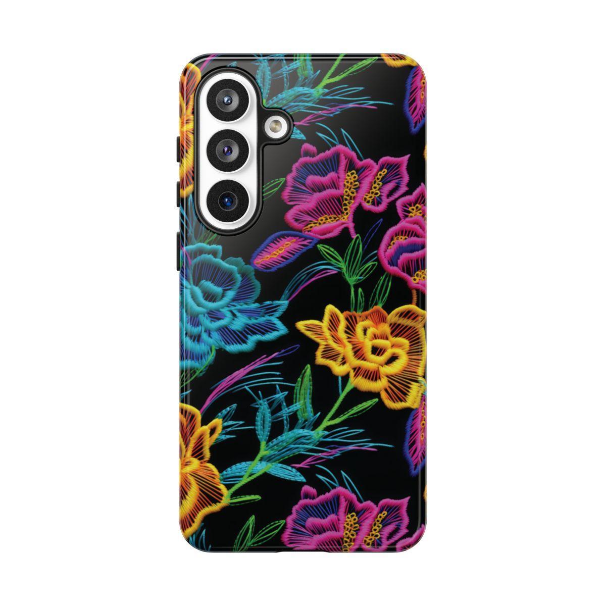 Neon Orange Flowers Tough Case