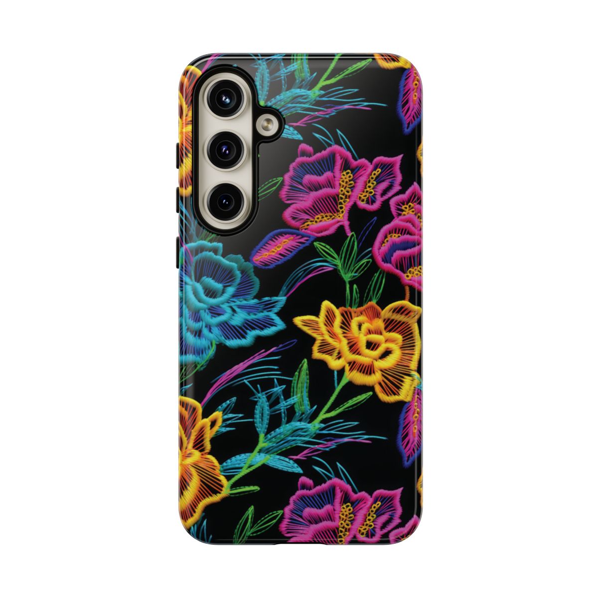 Neon Orange Flowers Tough Case
