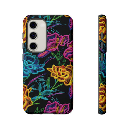 Neon Orange Flowers Tough Case
