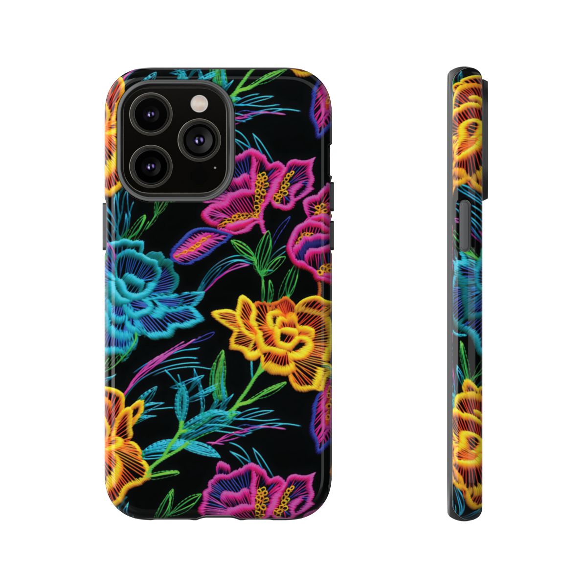 Neon Orange Flowers Tough Case