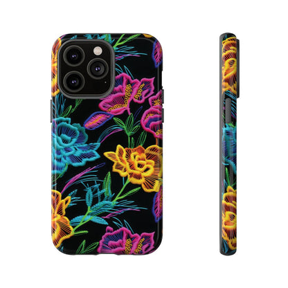 Neon Orange Flowers Tough Case