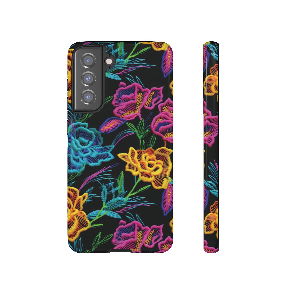 Neon Orange Flowers Tough Case