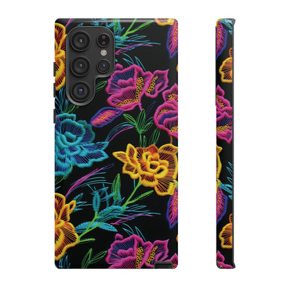 Neon Orange Flowers Tough Case