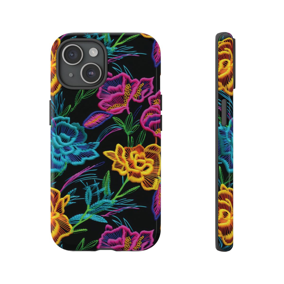 Neon Orange Flowers Tough Case