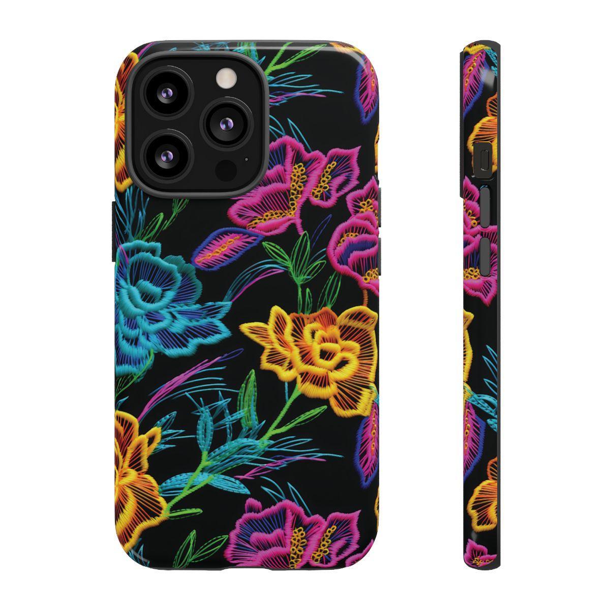 Neon Orange Flowers Tough Case