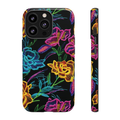 Neon Orange Flowers Tough Case