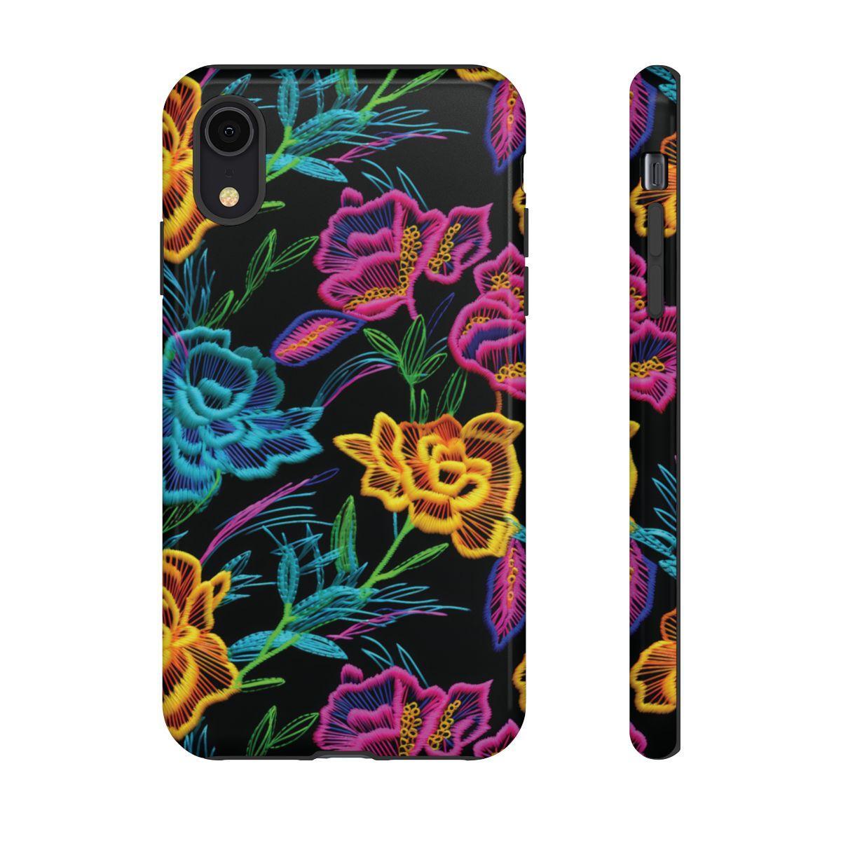 Neon Orange Flowers Tough Case