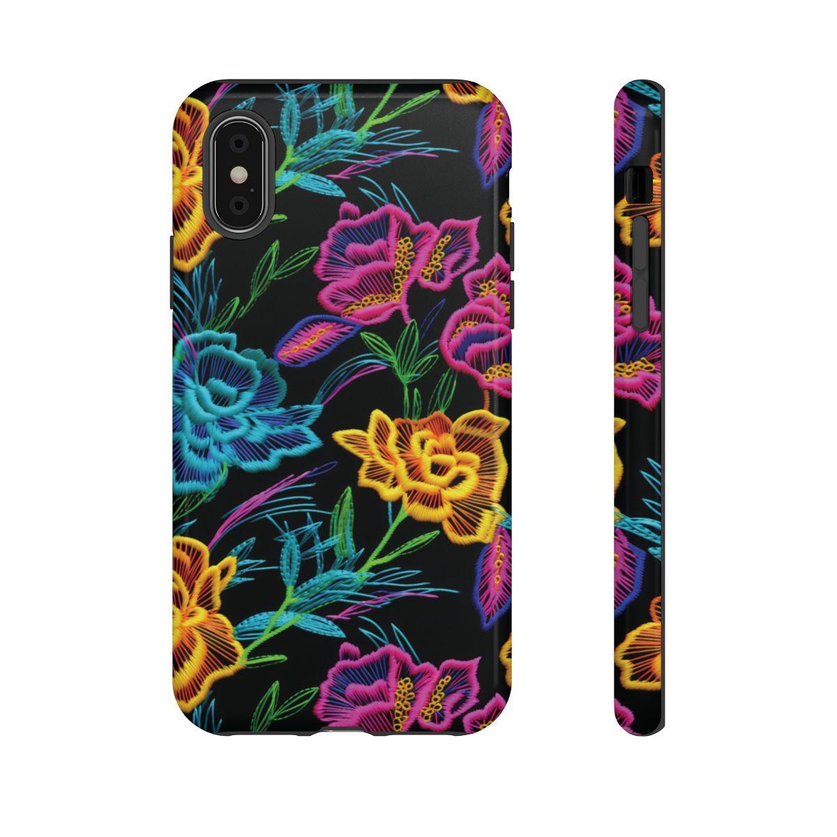 Neon Orange Flowers Tough Case