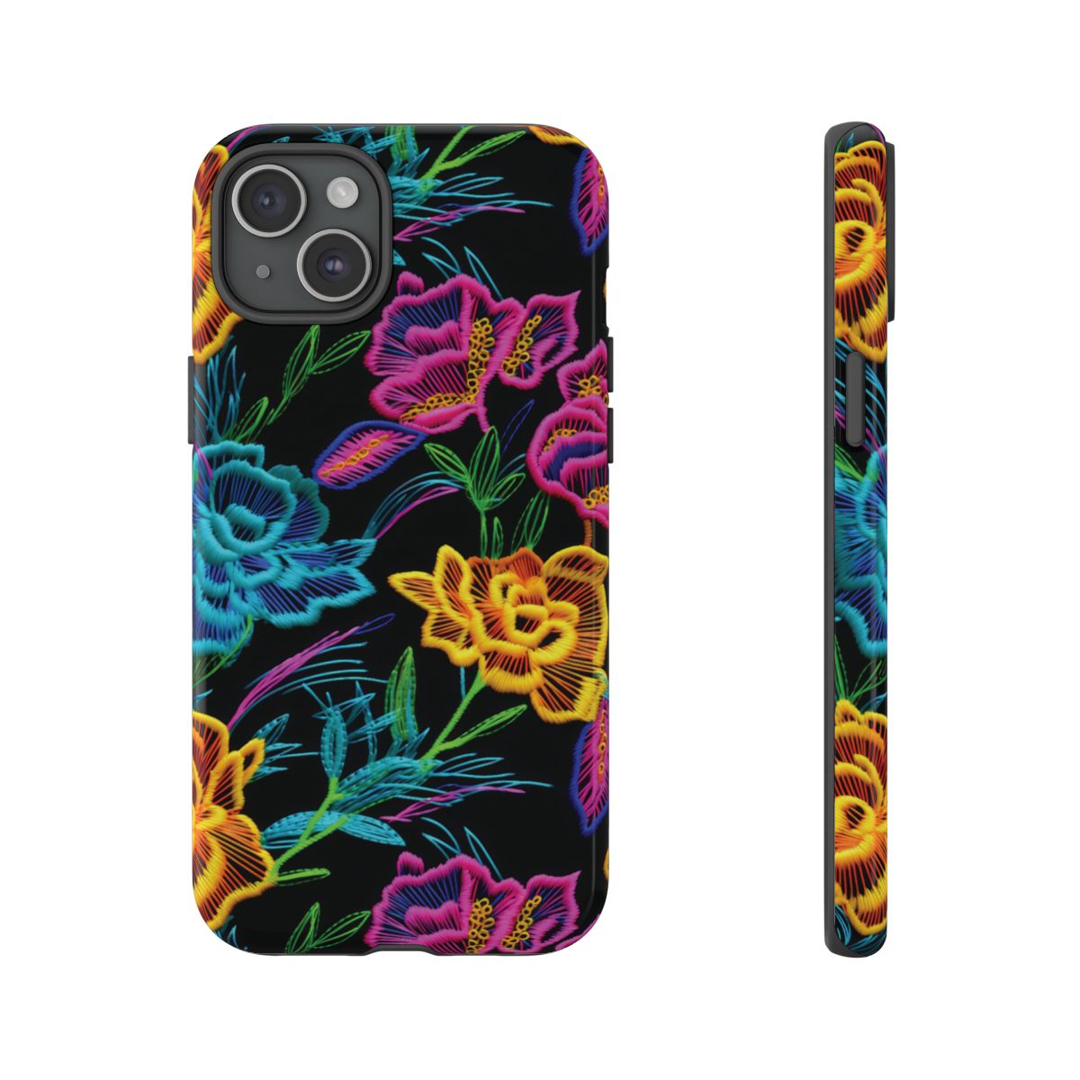 Neon Orange Flowers Tough Case