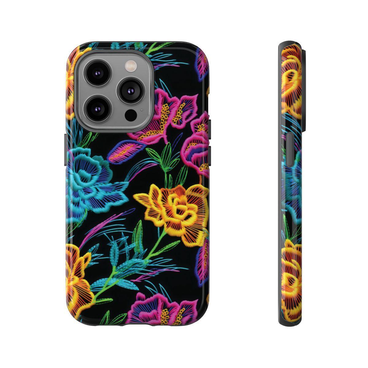 Neon Orange Flowers Tough Case