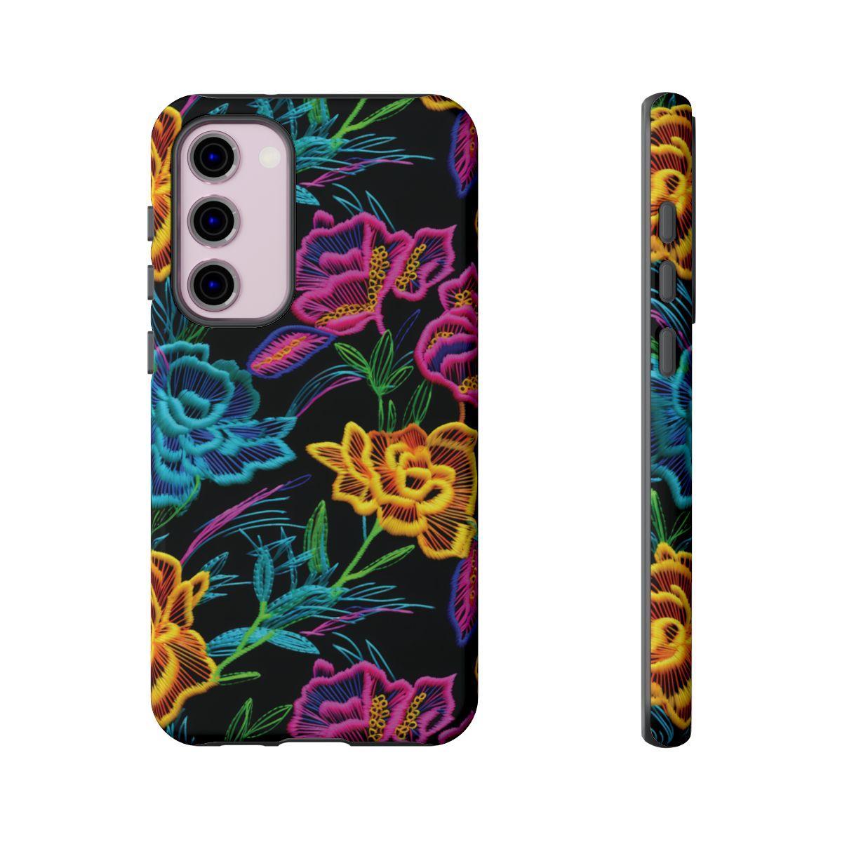 Neon Orange Flowers Tough Case