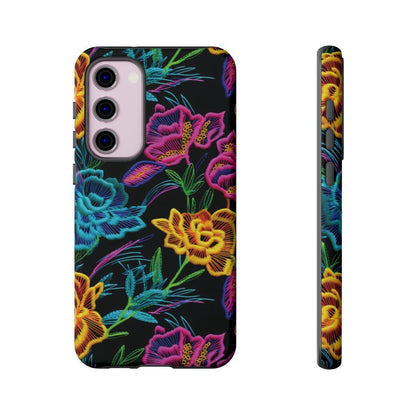 Neon Orange Flowers Tough Case