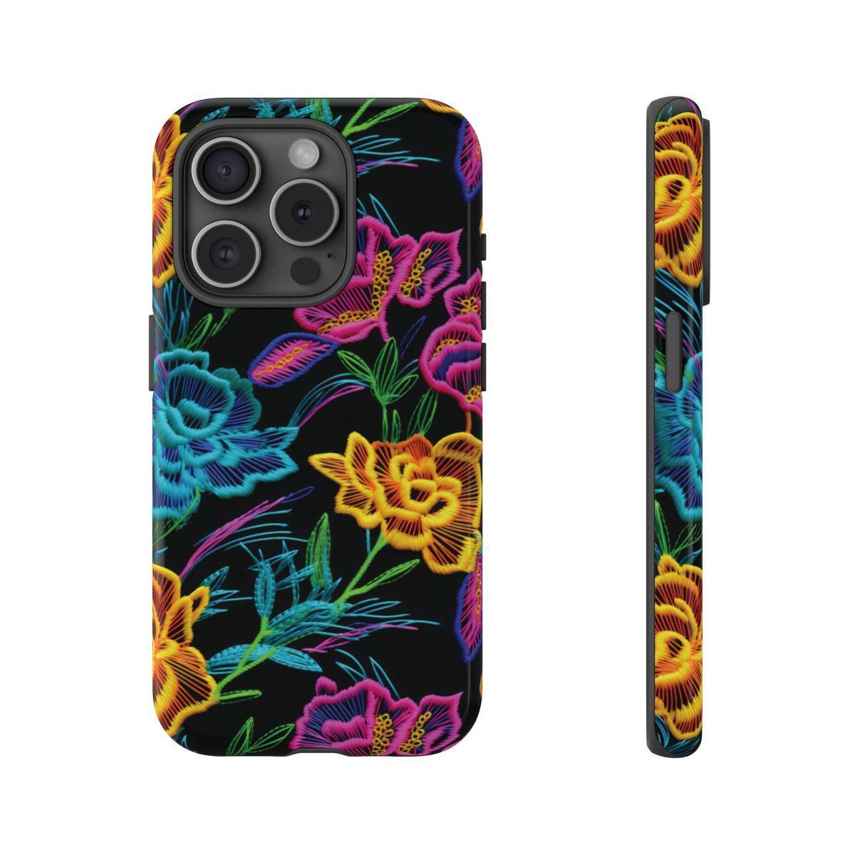 Neon Orange Flowers Tough Case