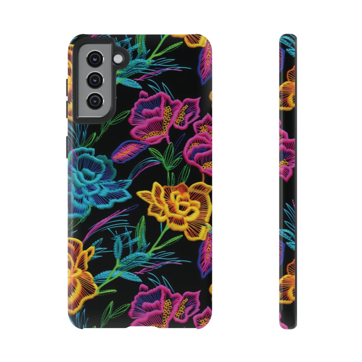 Neon Orange Flowers Tough Case