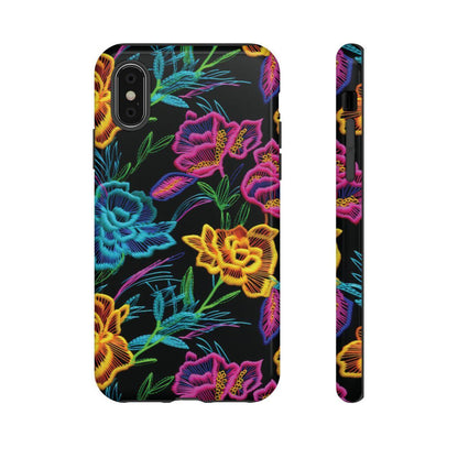 Neon Orange Flowers Tough Case