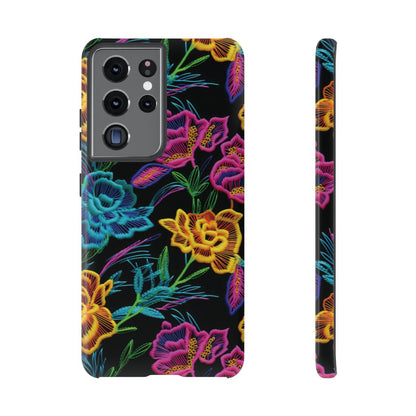 Neon Orange Flowers Tough Case