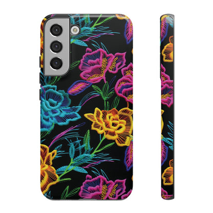 Neon Orange Flowers Tough Case