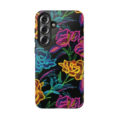 Neon Orange Flowers Tough Case