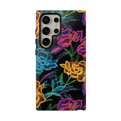 Neon Orange Flowers Tough Case
