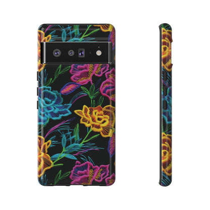 Neon Orange Flowers Tough Case