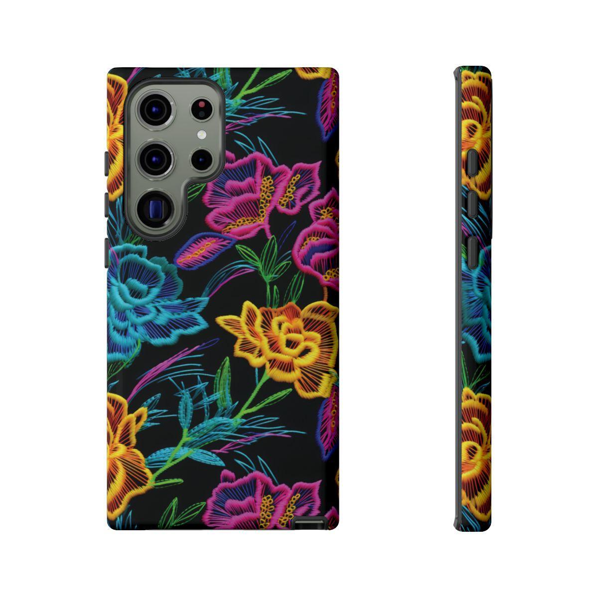 Neon Orange Flowers Tough Case