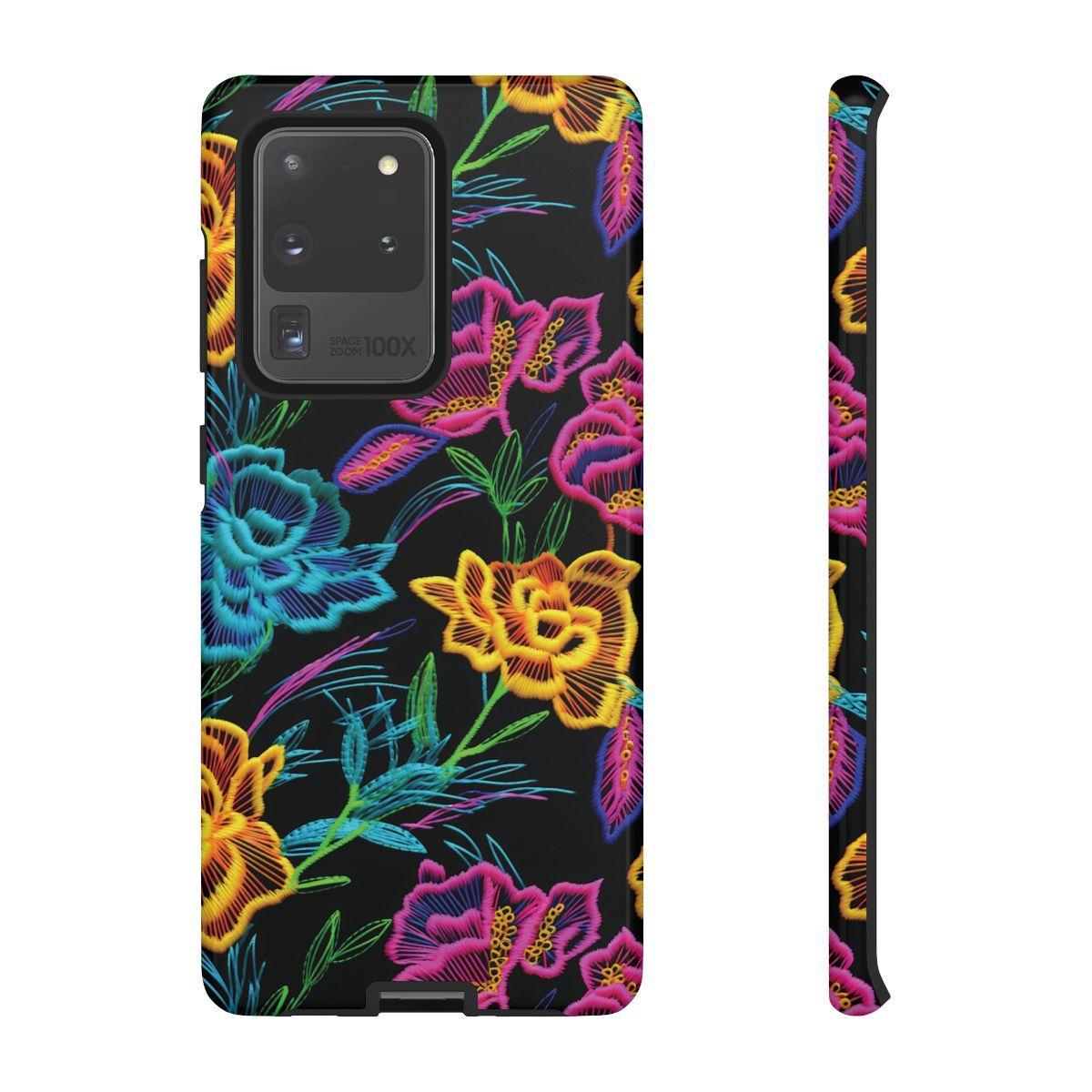 Neon Orange Flowers Tough Case