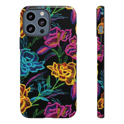 Neon Orange Flowers Tough Case