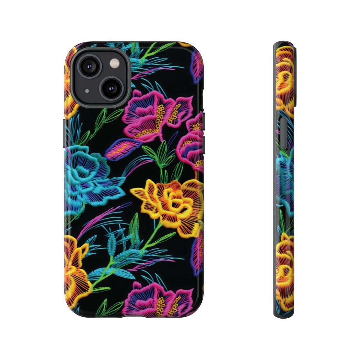 Neon Orange Flowers Tough Case