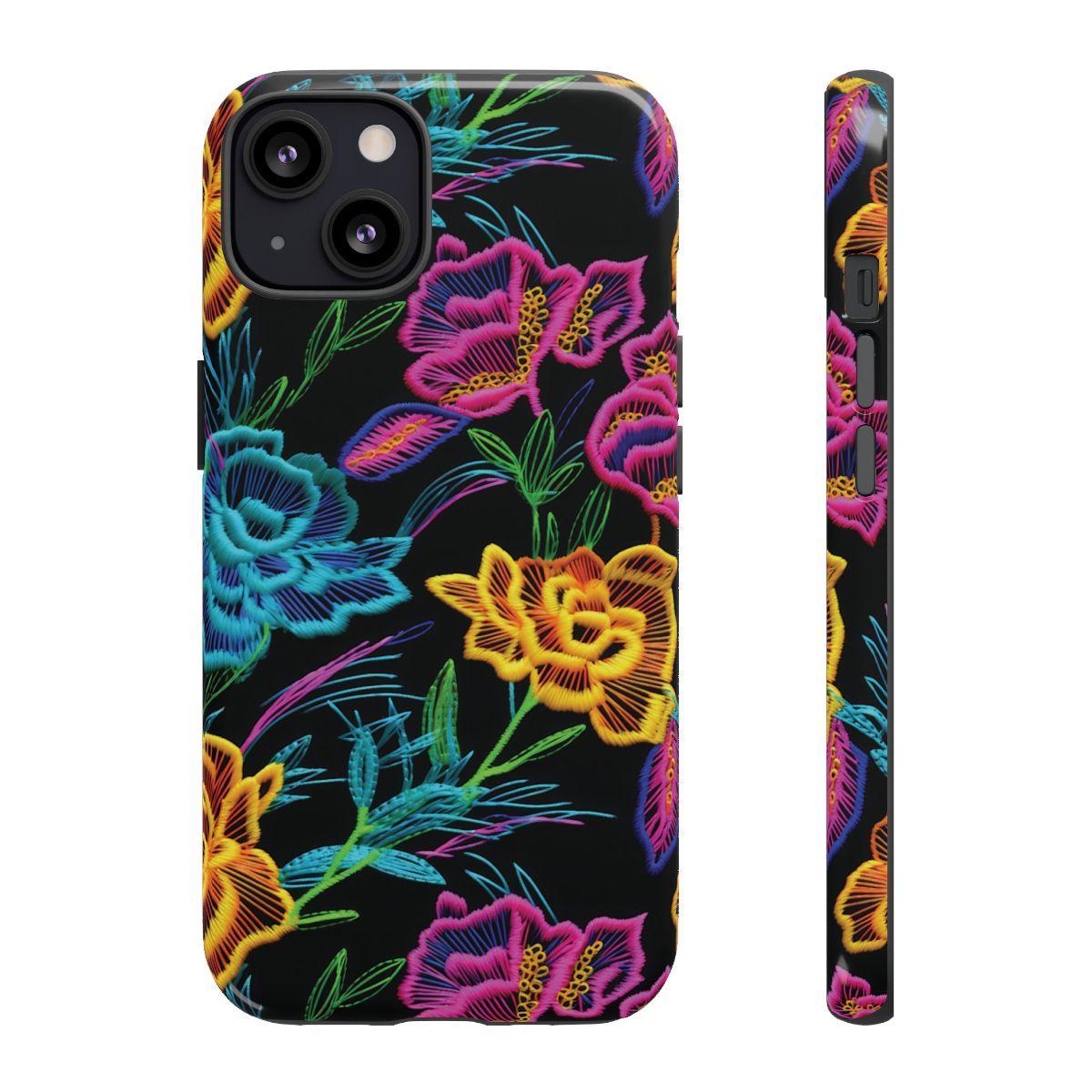 Neon Orange Flowers Tough Case