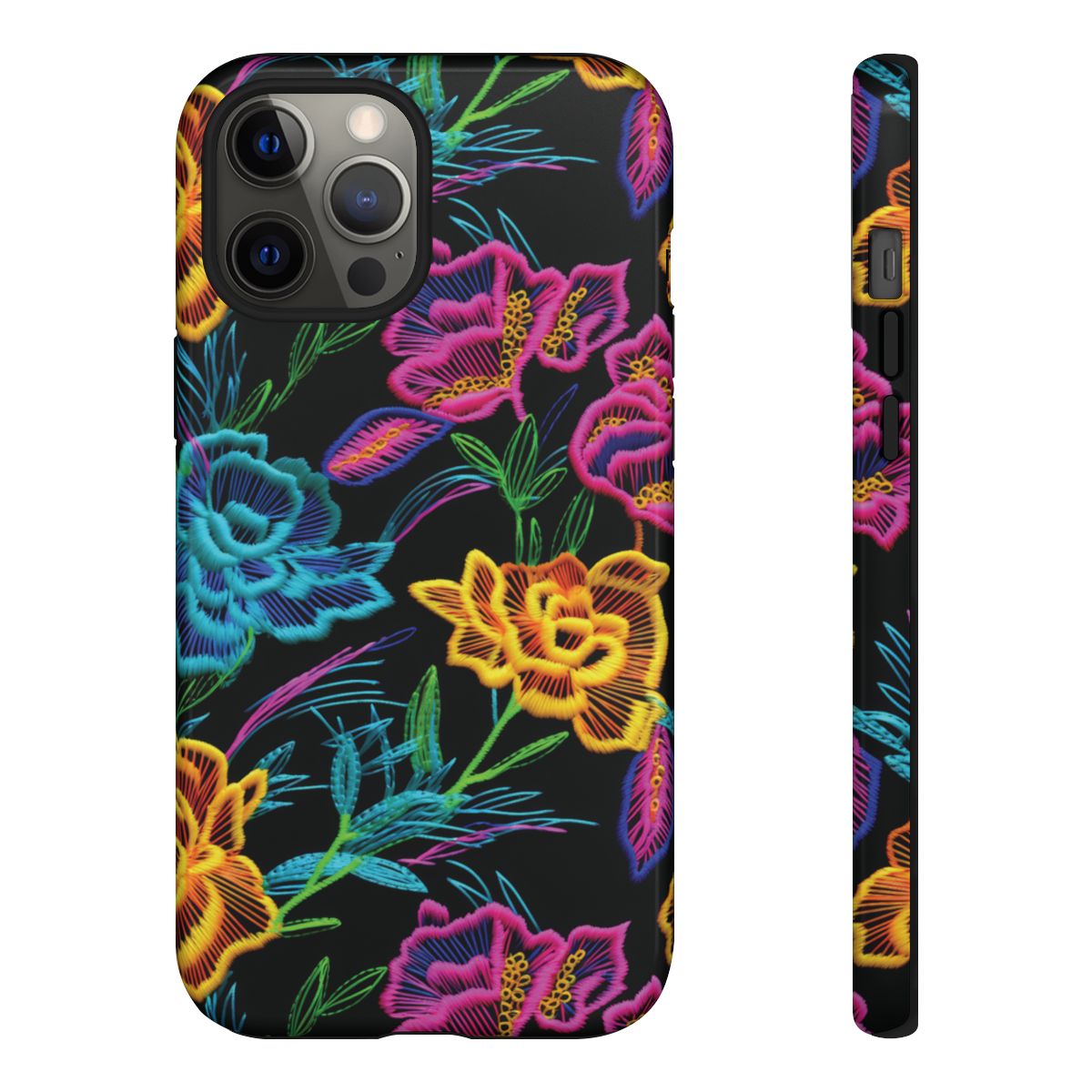 Neon Orange Flowers Tough Case