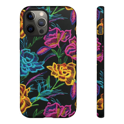 Neon Orange Flowers Tough Case