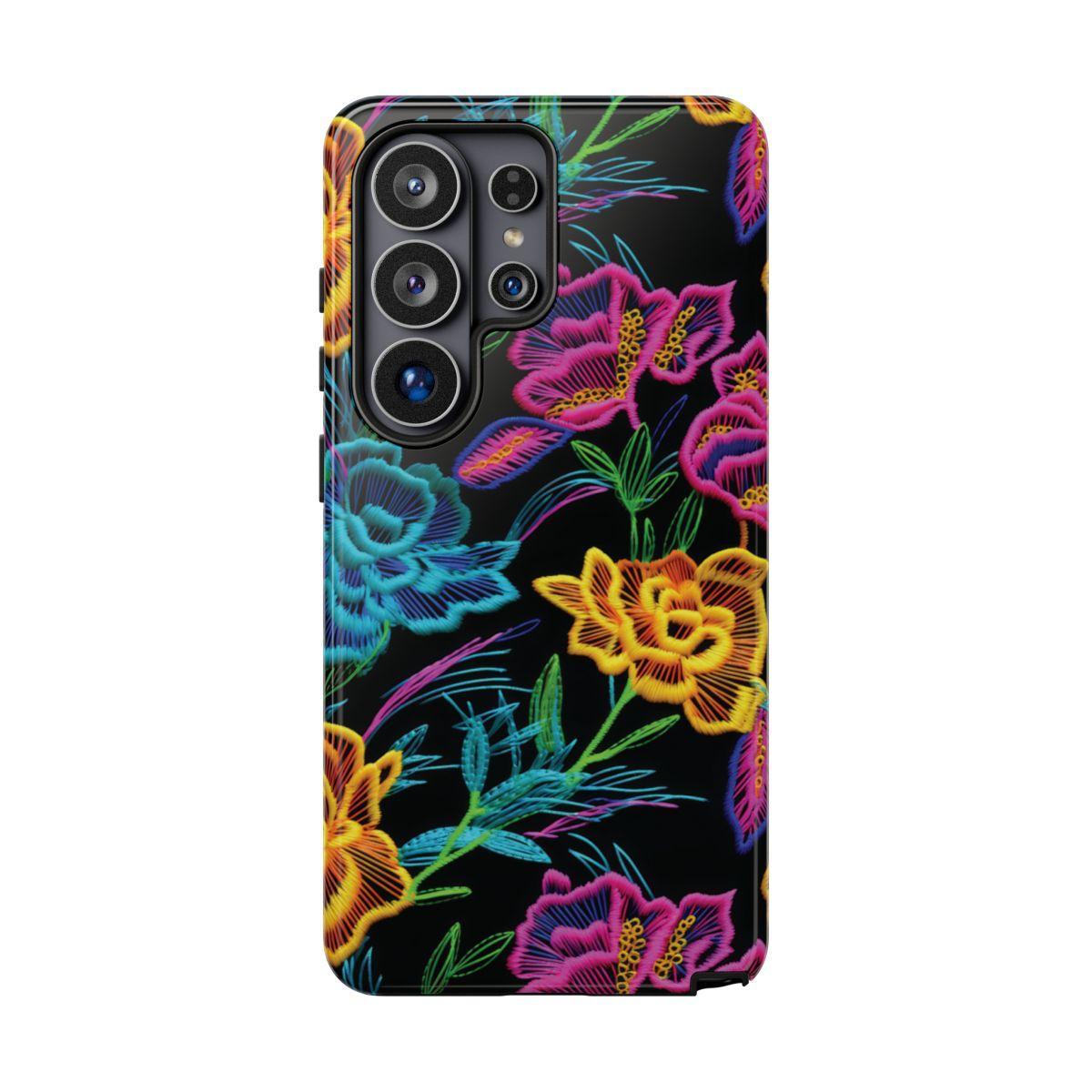 Neon Orange Flowers Tough Case