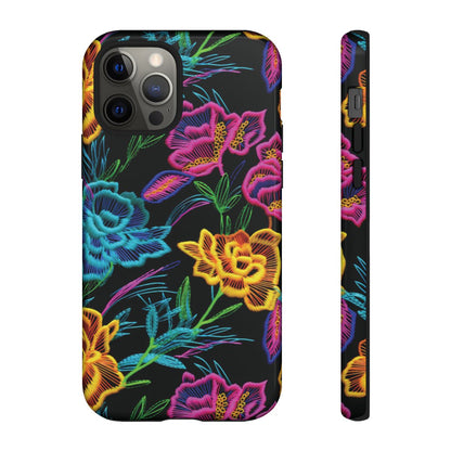 Neon Orange Flowers Tough Case