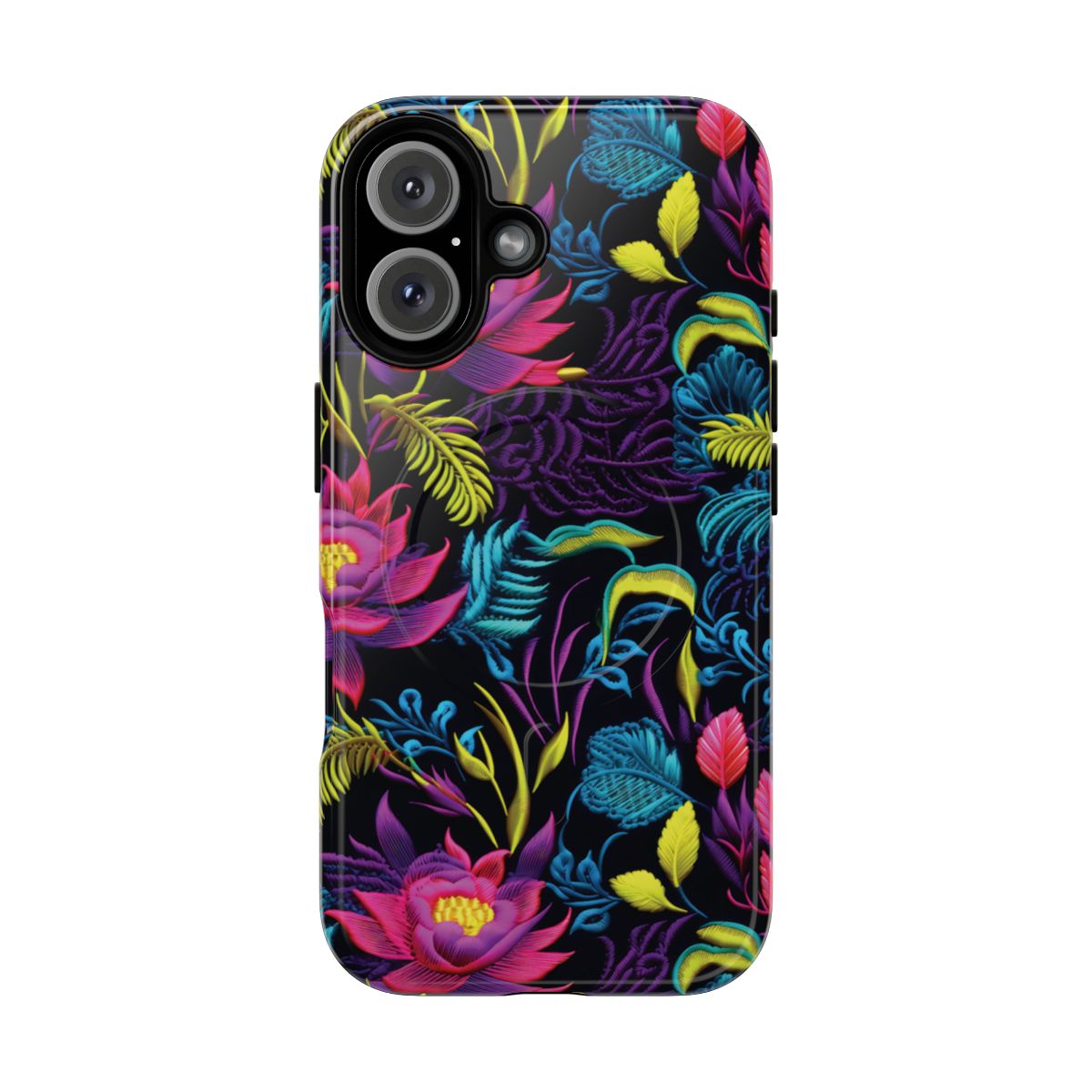 Neon Pink Flowers Magnetic Case