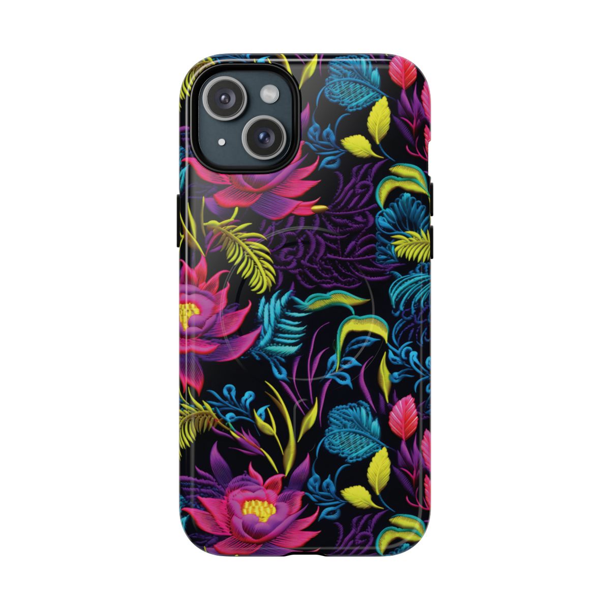 Neon Pink Flowers Magnetic Case