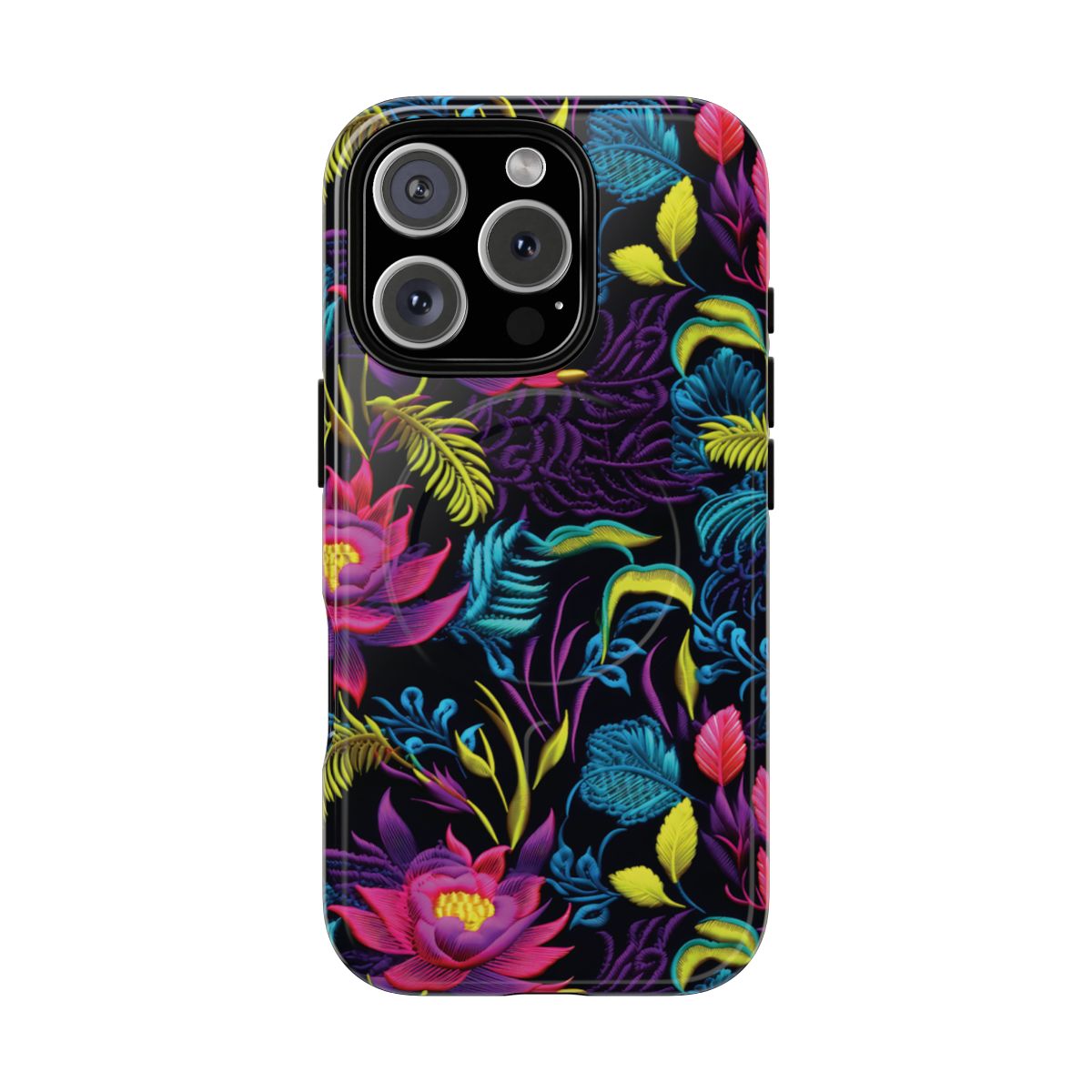 Neon Pink Flowers Magnetic Case