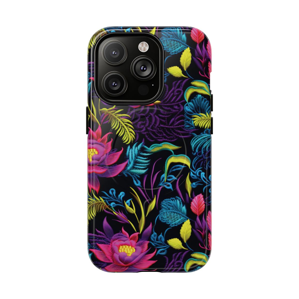 Neon Pink Flowers Magnetic Case