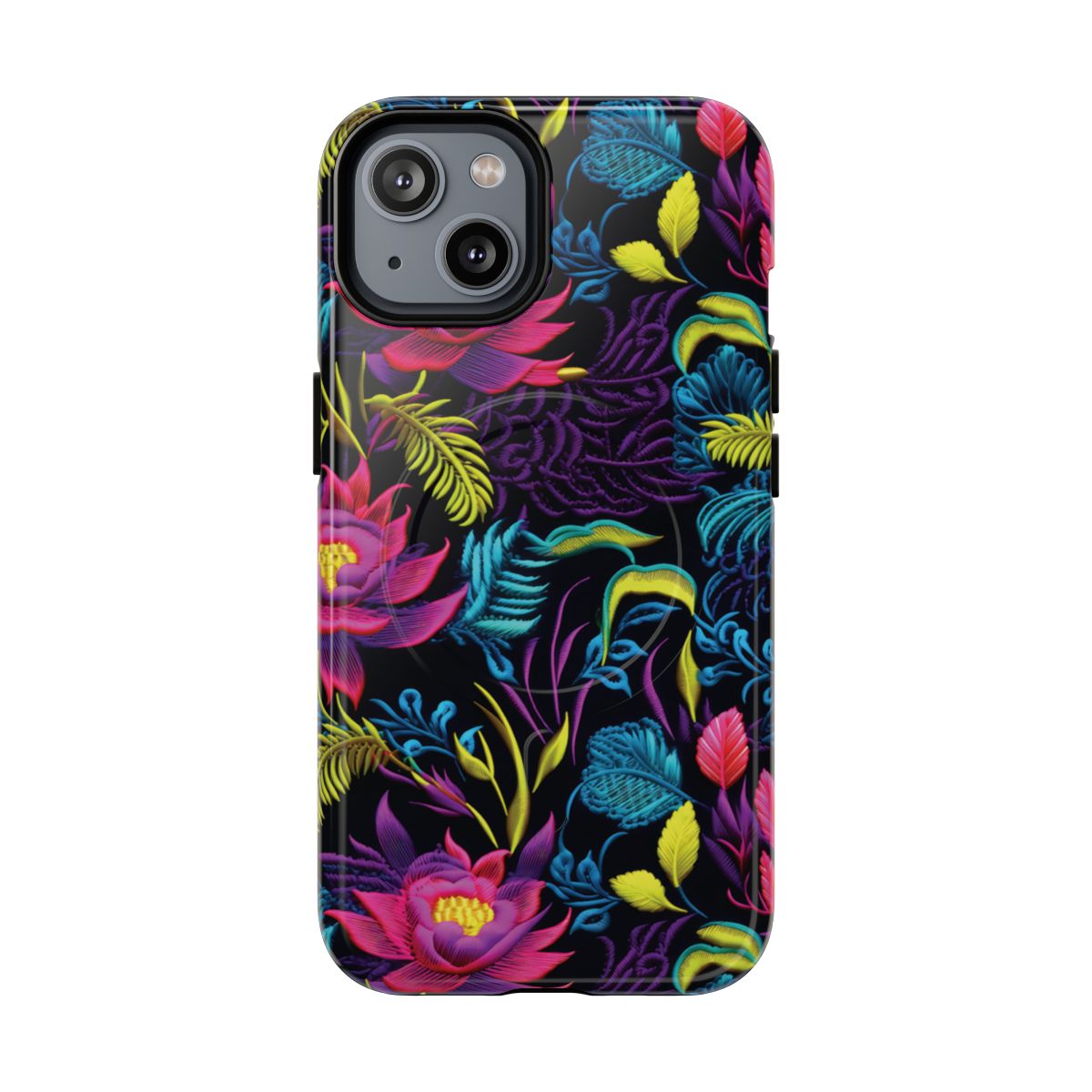 Neon Pink Flowers Magnetic Case