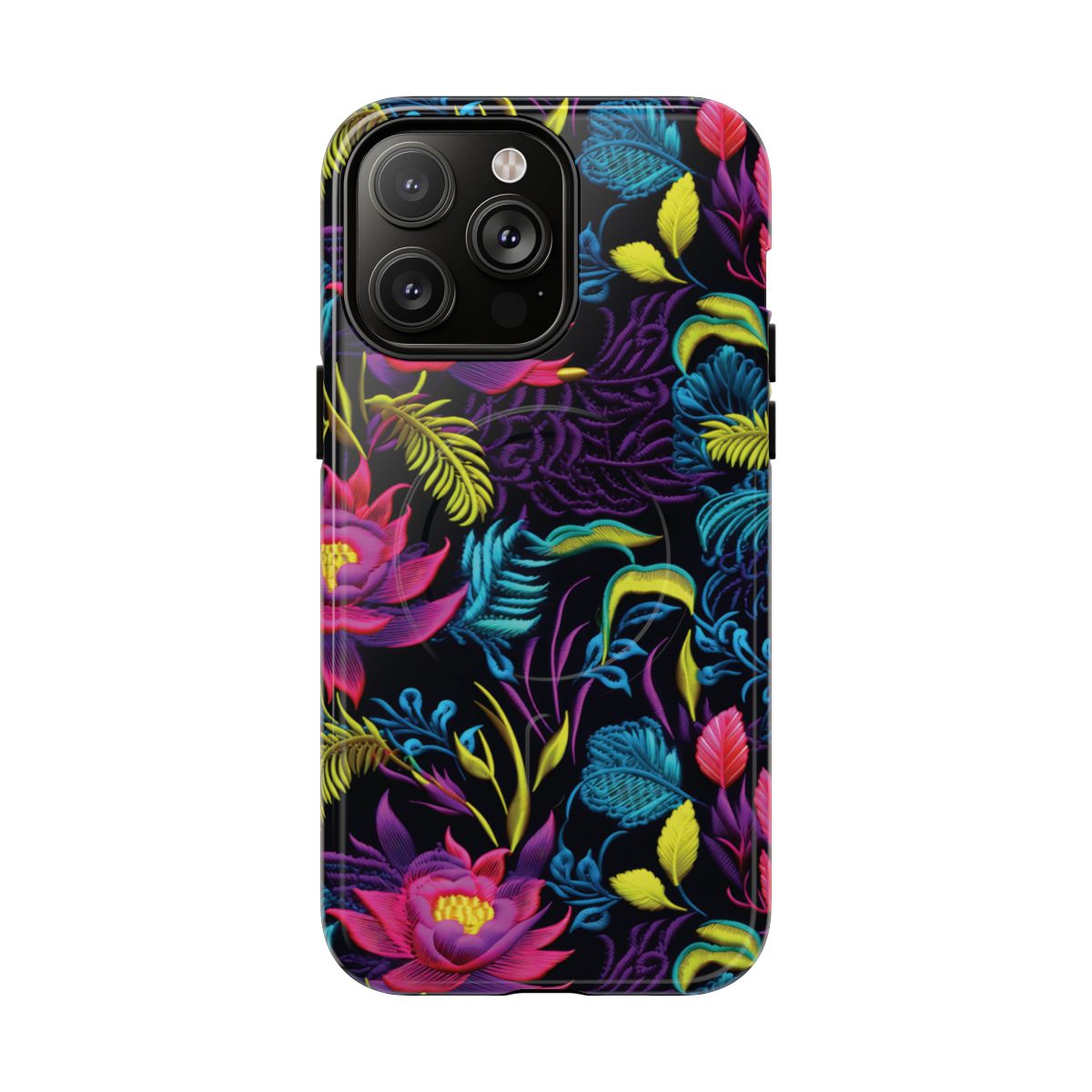Neon Pink Flowers Magnetic Case