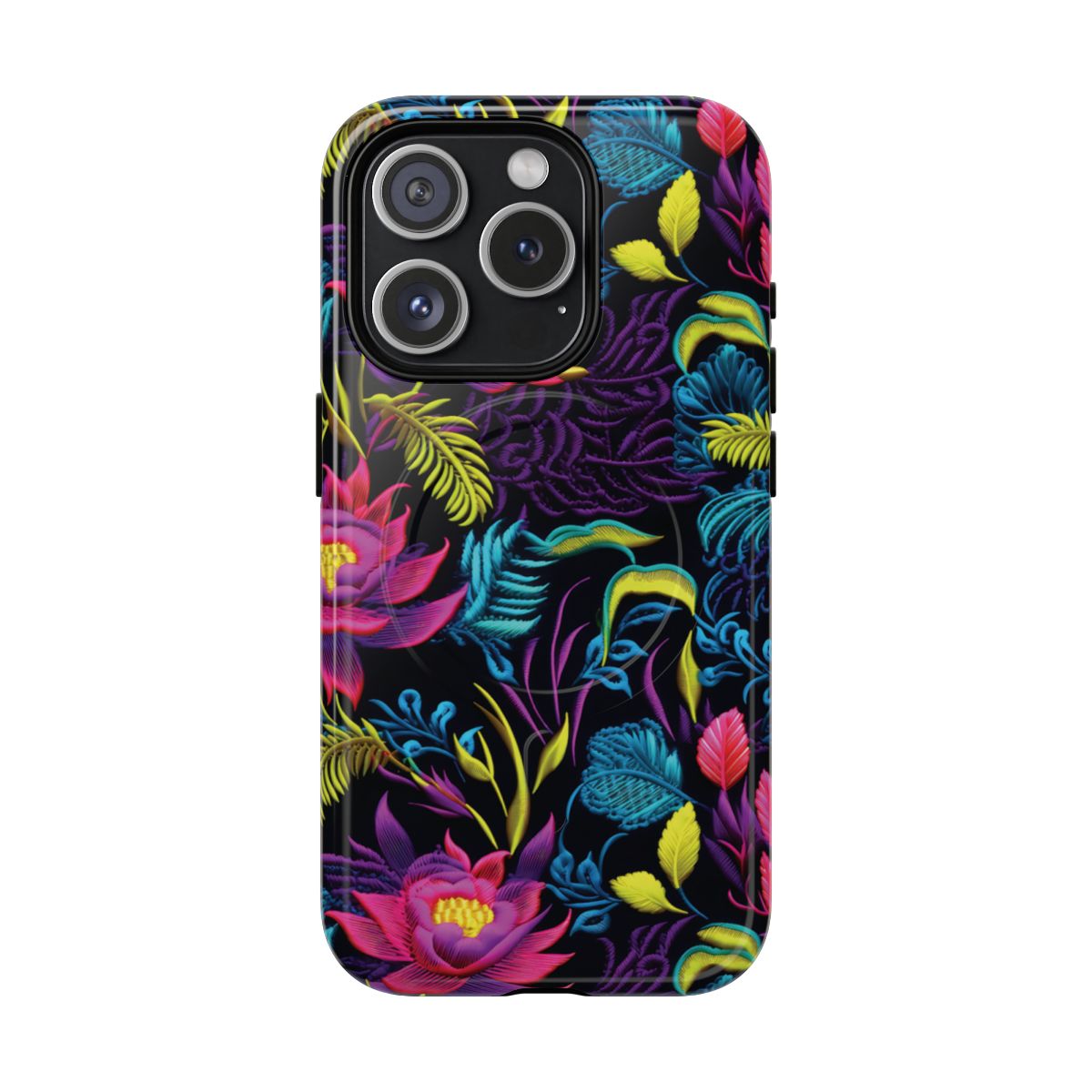 Neon Pink Flowers Magnetic Case