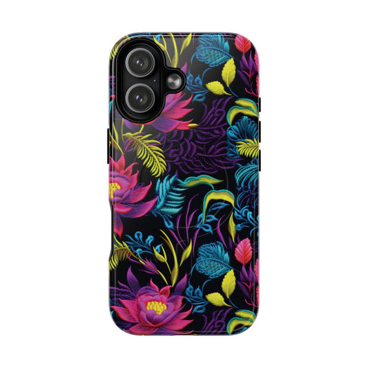Neon Pink Flowers Magnetic Case