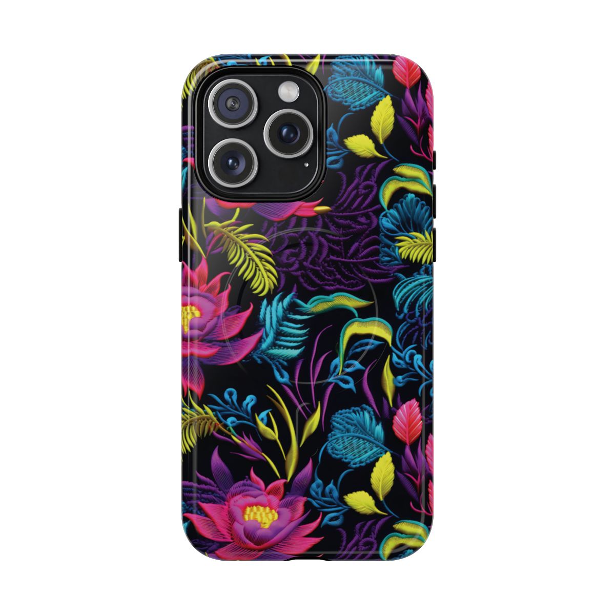 Neon Pink Flowers Magnetic Case