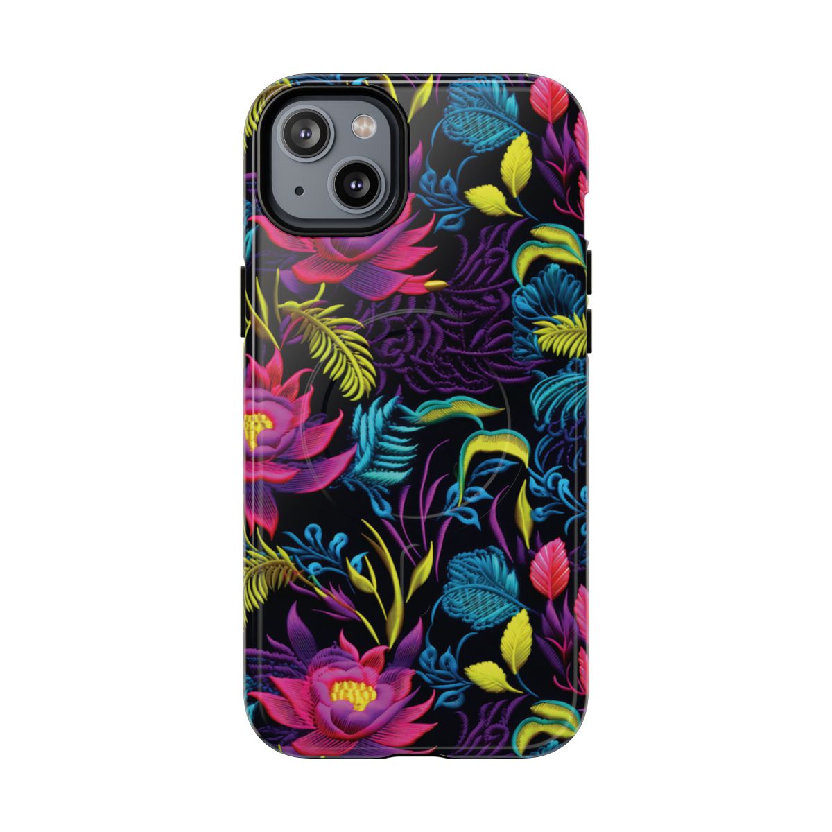 Neon Pink Flowers Magnetic Case
