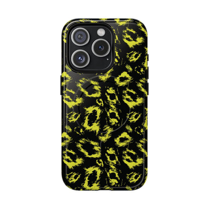 Neon Yellow Leopard Magnetic Case